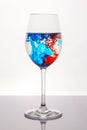 Blue Red Liquid in Wine Glass Royalty Free Stock Photo