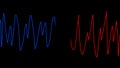 Blue and red merging zigzag heartbeat meaningful deep couple image staying alive bloodstream heartbeat