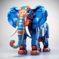 Blue And Red Modular Constructivism Elephant With Low Depth Of Field