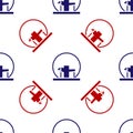 Blue and red Montreal Biosphere icon isolated seamless pattern on white background. Vector