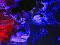 Blue and red neon creative abstract hand painted background, marble texture, brush stroke, acrylic painting on canvas Royalty Free Stock Photo
