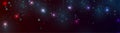 Blue and red neon shiny dots particles abstract background