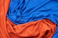 Blue and red orange silk fabrics Royalty Free Stock Photo