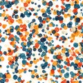 Blue, red, orange and yellow polka dot with texture on the white background. Seamless pattern Royalty Free Stock Photo