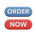 Blue and Red Order Now Buttons with White Text on White Background shop Royalty Free Stock Photo