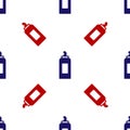 Blue and red Paint spray can icon isolated seamless pattern on white background. Vector Royalty Free Stock Photo