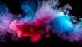 Blue, red, pink abstract cloud of smoke pattern on a black isolated background Royalty Free Stock Photo