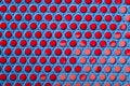 Blue and red plastic caps background