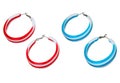 Blue and red plastic earrings Royalty Free Stock Photo