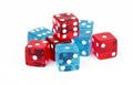 Blue and Red Poker Dice Royalty Free Stock Photo