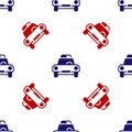 Blue and red Police car and police flasher icon isolated seamless pattern on white background. Emergency flashing siren Royalty Free Stock Photo