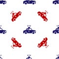 Blue and red Police car and police flasher icon isolated seamless pattern on white background. Emergency flashing siren Royalty Free Stock Photo