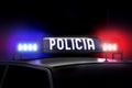 Blue and red police lights - Police English/ Policia Spanish
