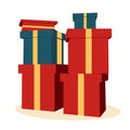 blue red present gift boxes stack shape vector illustration white background Royalty Free Stock Photo