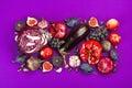 Blue, red and purple food. Culinary background of fruits and vegetables Royalty Free Stock Photo