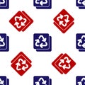 Blue and red Recycle symbol icon isolated seamless pattern on white background. Circular arrow icon. Environment Royalty Free Stock Photo
