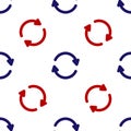 Blue and red Refresh icon isolated seamless pattern on white background. Reload symbol. Rotation arrows in a circle sign Royalty Free Stock Photo