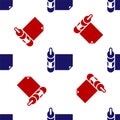 Blue and red Roll of paper icon isolated seamless pattern on white background. Vector Royalty Free Stock Photo
