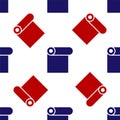 Blue and red Roll of paper icon isolated seamless pattern on white background. Vector Royalty Free Stock Photo