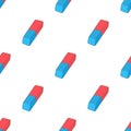 Blue and red rubber pencil eraser pattern seamless vector