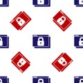 Blue and red Secure your site with HTTPS, SSL icon isolated seamless pattern on white background. Internet communication Royalty Free Stock Photo