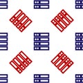 Blue and red Server, Data, Web Hosting icon isolated seamless pattern on white background. Vector Royalty Free Stock Photo