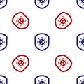 Blue and red Shield protecting from virus, germs and bacteria icon isolated seamless pattern on white background. Immune Royalty Free Stock Photo