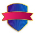 Blue red shield and ribbon design holder to place text