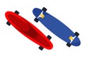 Blue and red skateboards flat vector illustration
