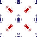 Blue and red Smart flasher siren system icon isolated seamless pattern on white background. Emergency flashing siren Royalty Free Stock Photo