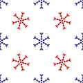 Blue and red Snowflake icon isolated seamless pattern on white background. Vector Illustration Royalty Free Stock Photo