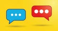 Blue and red speech bubbles with ellipsis representing communication and conversation ideas Royalty Free Stock Photo