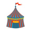 Blue And Red Stripy Circus Tent, Part Of Amusement Park And Fair Series Of Flat Cartoon Illustrations