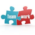 Blue and red with teamwork puzzle Royalty Free Stock Photo