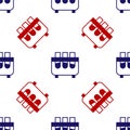 Blue and red Test tube and flask chemical laboratory test icon isolated seamless pattern on white background. Laboratory Royalty Free Stock Photo