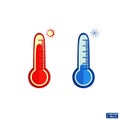 Blue and red thermometers