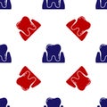 Blue and red Tooth icon isolated seamless pattern on white background. Tooth symbol for dentistry clinic or dentist Royalty Free Stock Photo