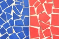 Blue and red trencadis. Broken tiles background. Catalan mosaic Royalty Free Stock Photo