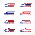 Blue red truck cargo logo vector design