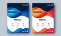 Blue Red Wave curve  Annual Report Flyer Template Design Royalty Free Stock Photo