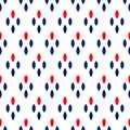 Blue red and white dots simple geometric seamless pattern, vector Royalty Free Stock Photo
