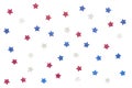 Blue red and white glitter star paper cut on white background Royalty Free Stock Photo