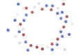 Blue red and white glitter star paper cut on white background Royalty Free Stock Photo