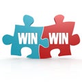 Blue and red with win win puzzle Royalty Free Stock Photo