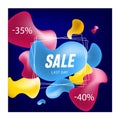 Blue red yellow abstract balloon elements. 35% - 40% Sale banner template design. Big sale special offer. Bubles Special offer Royalty Free Stock Photo