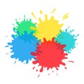 Blue red yellow and green color splash blots transparent on white background Royalty Free Stock Photo
