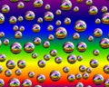 Blue red yellow rainbow bubbles, lights sparkling vivid blurred lights, shapes, geometries abstract background, lights, geometries Royalty Free Stock Photo