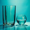 Vibrant Glass Art: Translucent Water In Teal Background