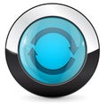 Blue refresh glass button with chrome frame