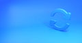 Blue Refresh icon isolated on same color background